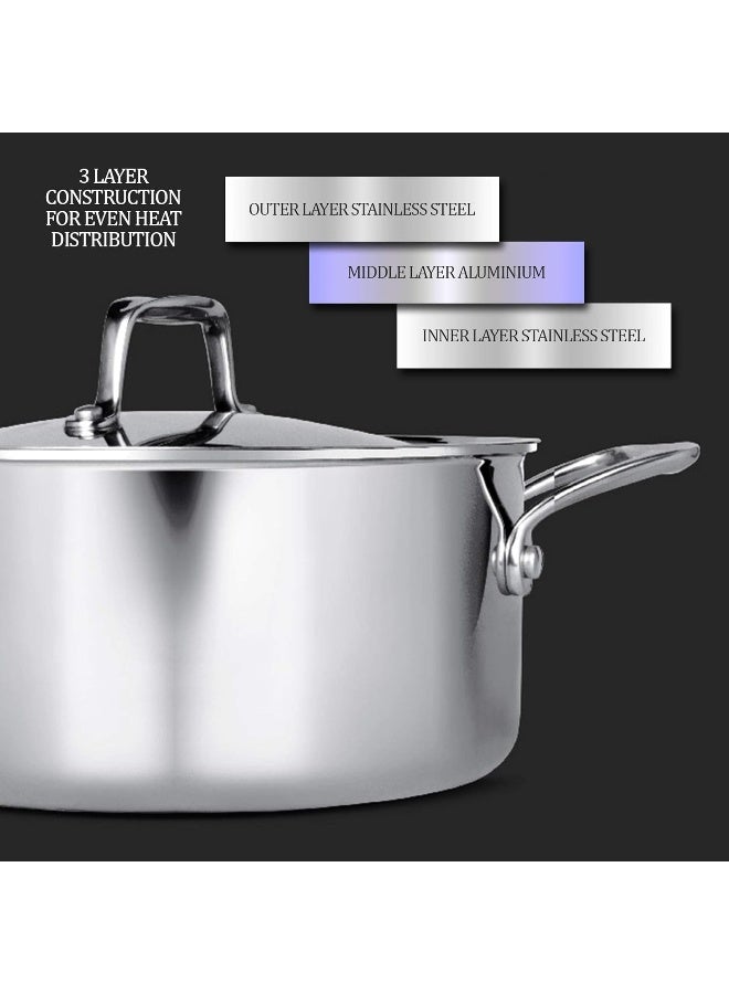 MILTON Pro cook قدر ستانلس ستيل ثلاثي الطبقات هاندي/وعاء تخزين/وعاء برياني مع غطاء 28 سم، 8.3 لتر، وعاء للطهي والتقديم، مناسب للغاز والتحريض - Image 3
